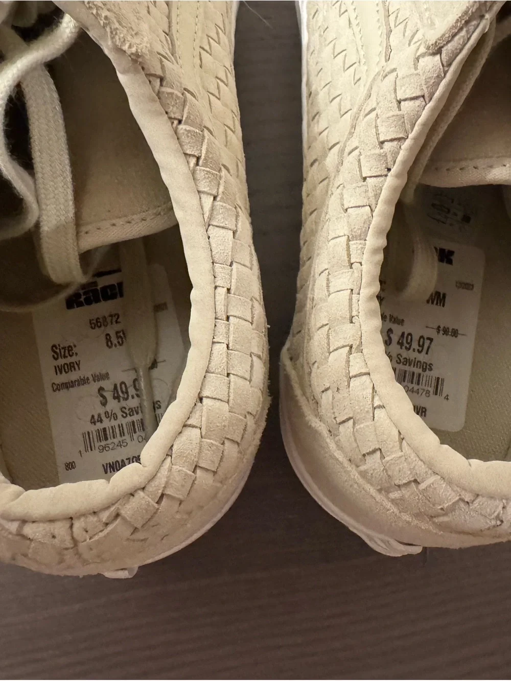 Rockport Cream Woven Suede Platform Lace-Up Sneakers